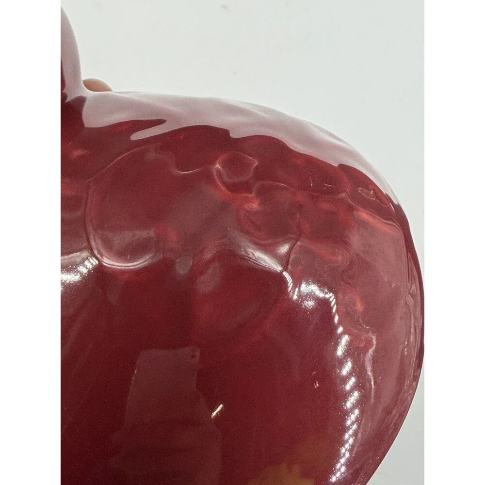VTG Treasure Craft Ceramic Vase Red Maroon Glaze Floral Hibiscus